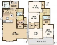 ☆４LDK＋パントリー＋３WIC＋SIC
☆LDK広々22.5帖！リビング階段♪
☆並列駐車♪